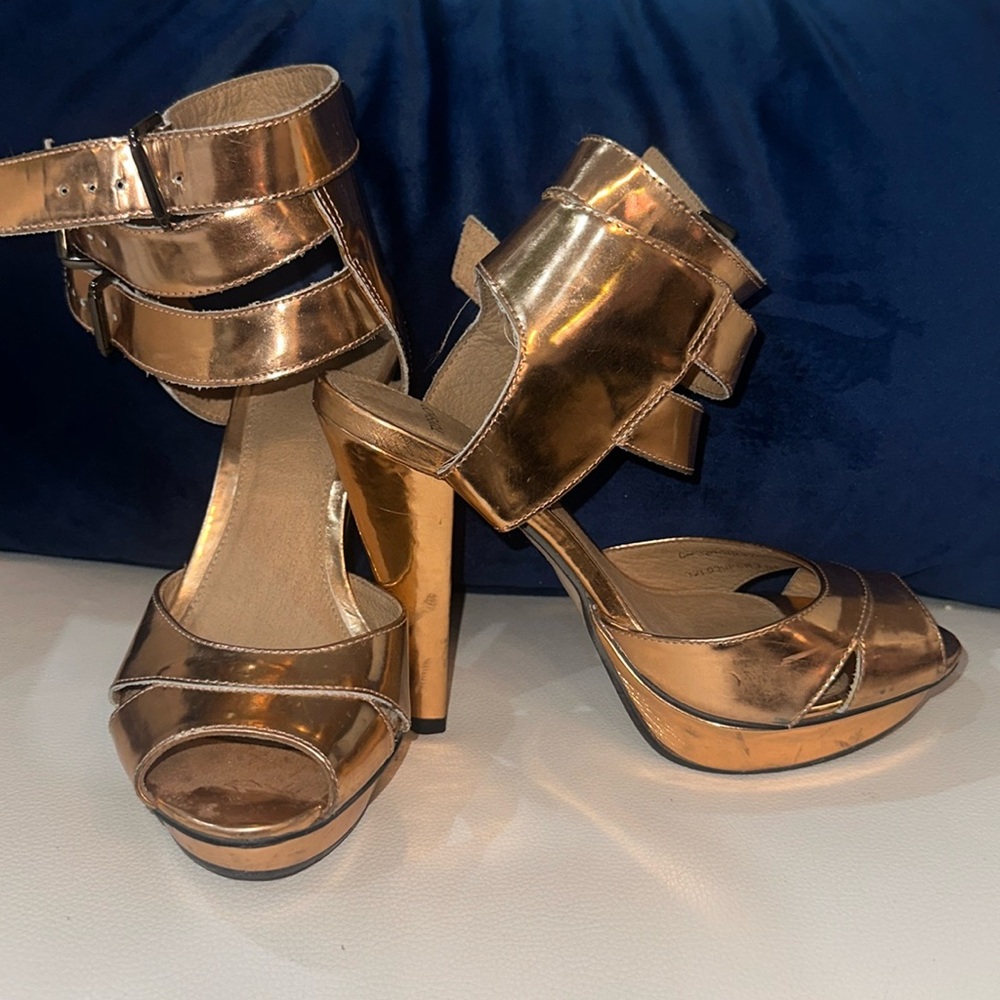 Topshop Rose Gold Ankle Strap Heels
